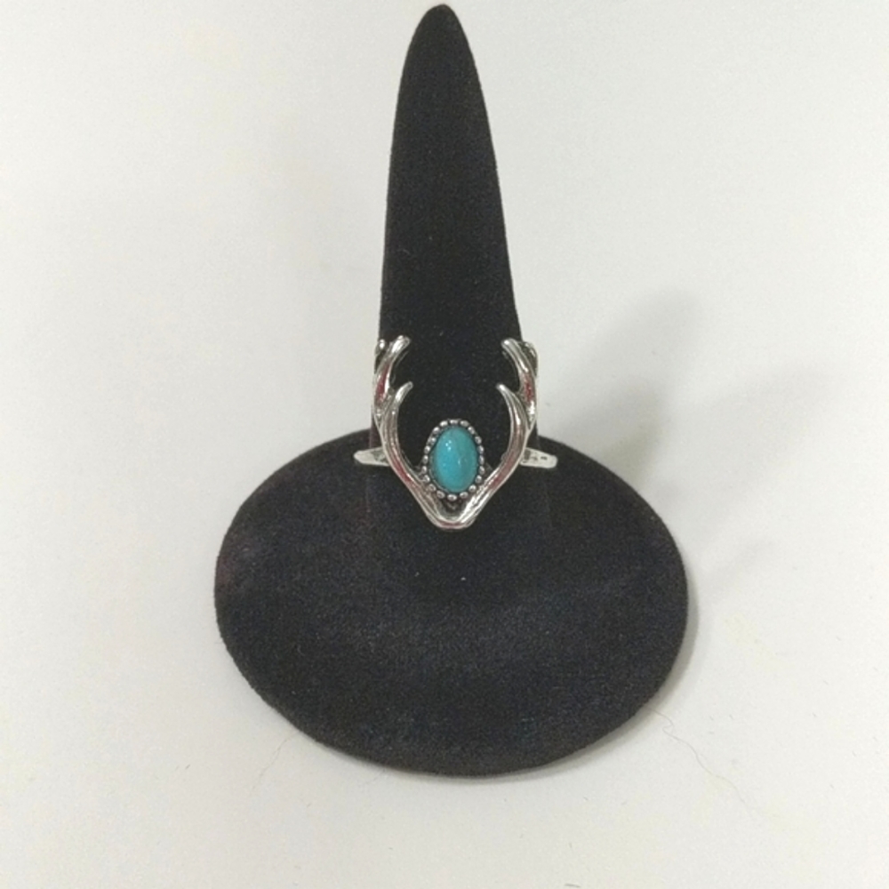 Silver Turquoise Ring Deer Antlers Size 6.25 NWOT!